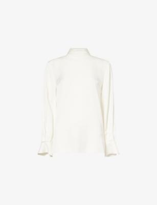Scarf-Tie High-Neck Silk Blouse by THEORY