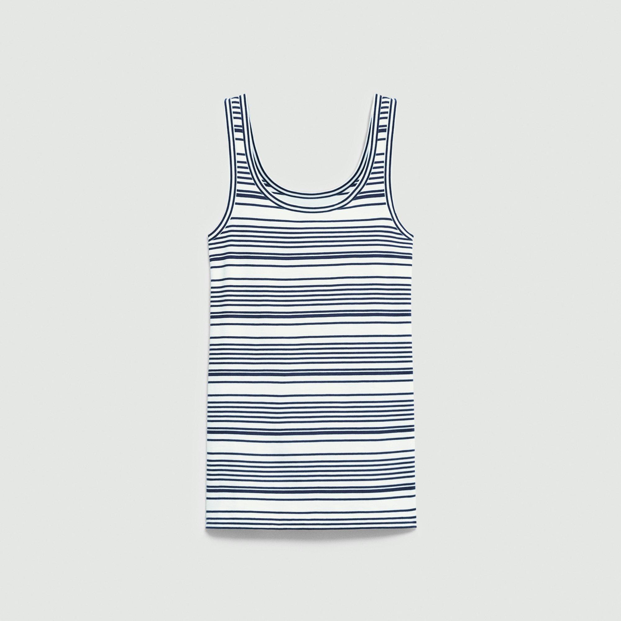 Scoop-Neck Tank Top in Striped Cotton Jersey by THEORY