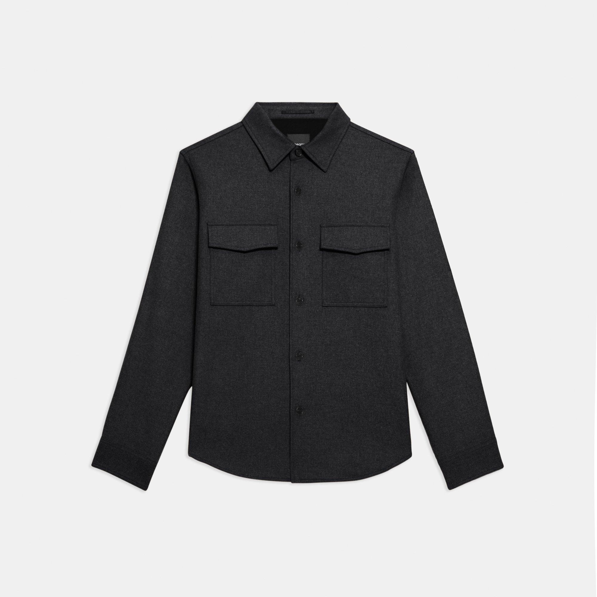 Shirt Jacket in Recycled Wool-Blend Flannel by undefined Shirt Jacket in Recycled Wool-Blend Flannel by undefined