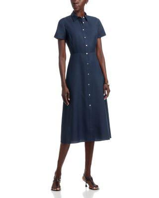 Short Sleeve Button Down Midi Dress by THEORY