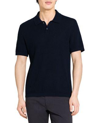 Short Sleeve Cable Knit Polo in Tactile Cotton by THEORY
