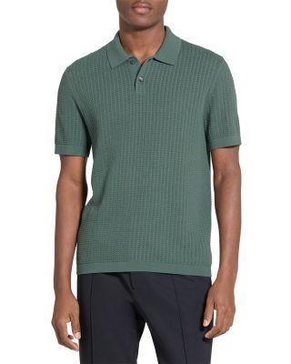 Short Sleeve Cable Knit Polo in Tactile Cotton by THEORY