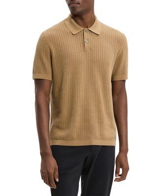 Short Sleeve Cable Knit Polo in Tactile Cotton by THEORY