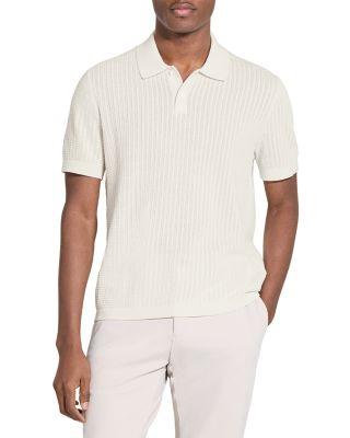 Short Sleeve Cable Knit Polo in Tactile Cotton by THEORY
