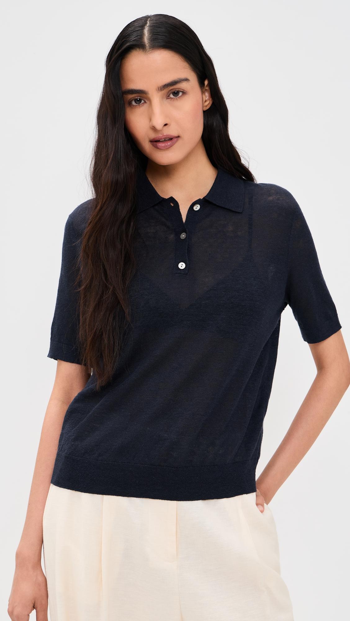 Short Sleeve Sheer Polo by THEORY
