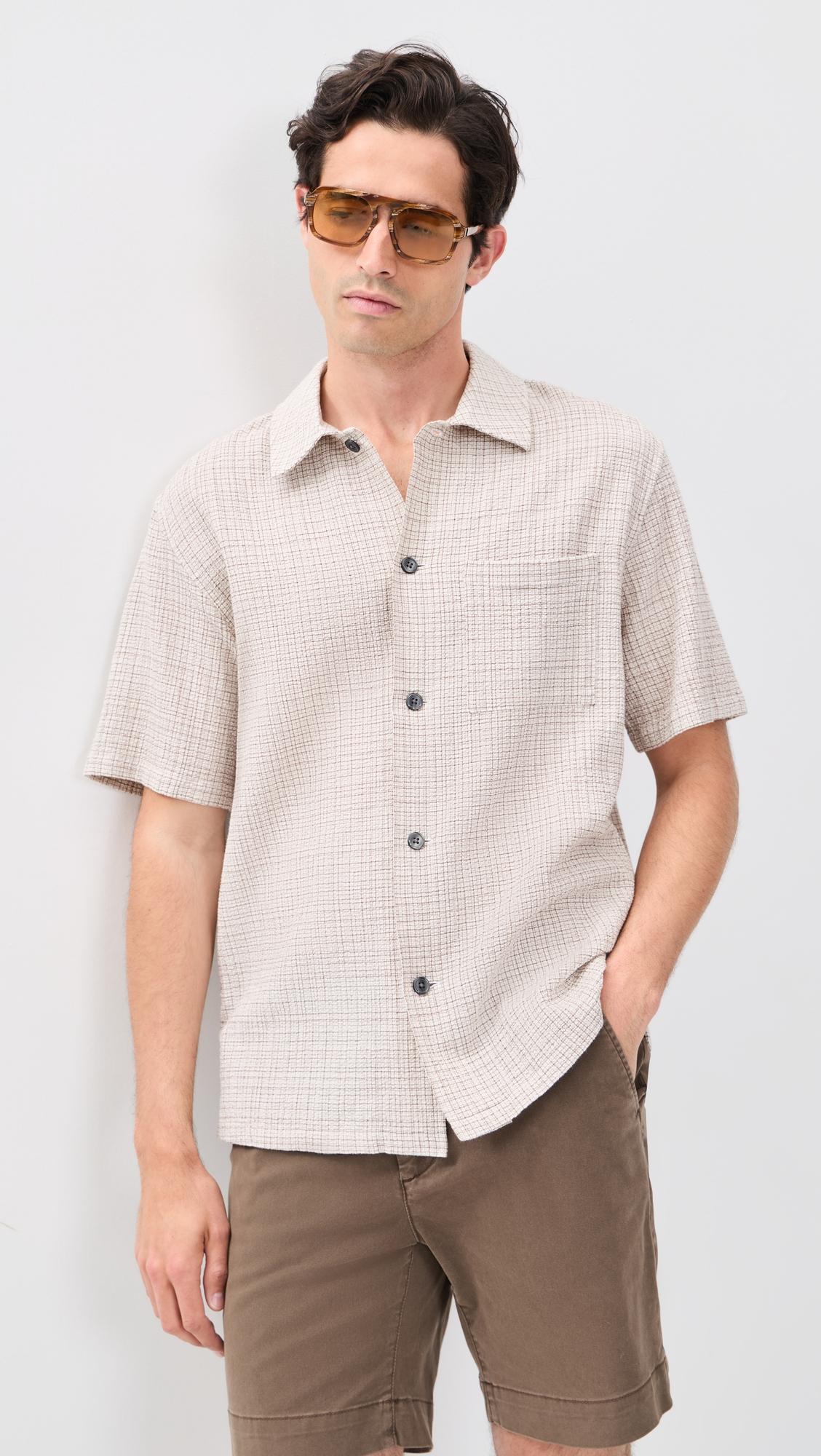 Short Sleeve Shirt in Mini Textured Check by THEORY