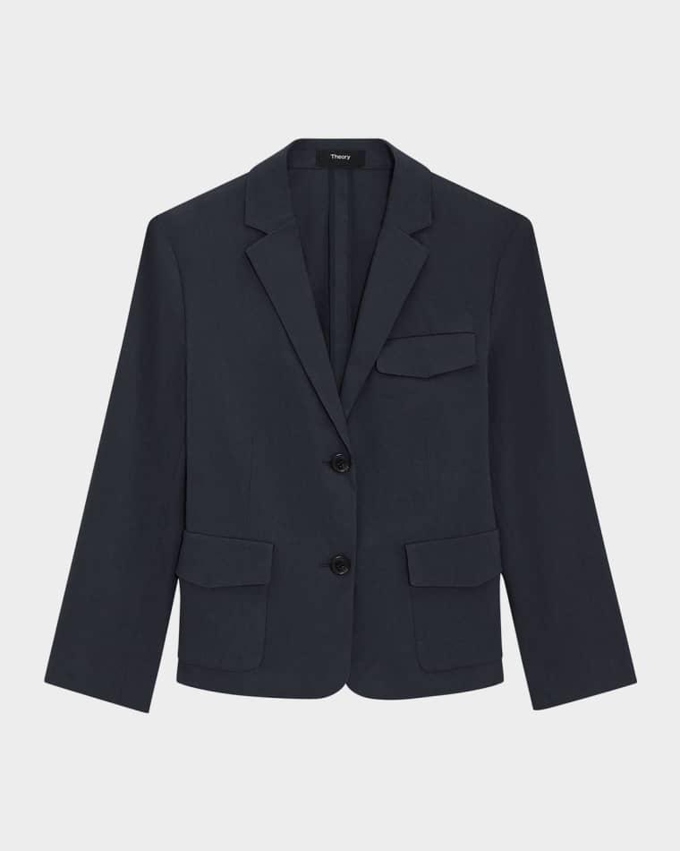 Shrunken Crunch Linen Jacket by THEORY