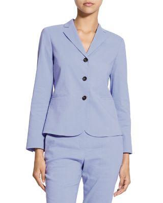 Shrunken Three-Button Blazer in Good Linen by THEORY