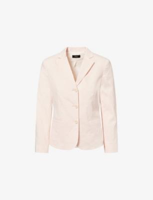 Shrunken Three-Button Single-Breasted Linen-Blend Blazer by THEORY