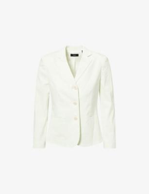 Shrunken Three-Button Single-Breasted Linen-Blend Blazer by THEORY
