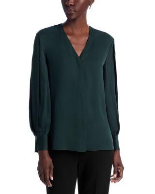 Silk Volume Sleeve Blouse by THEORY