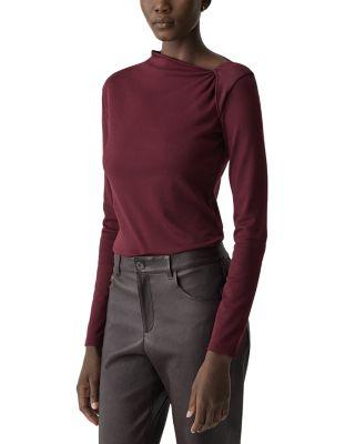 Slash Neck Twist Shoulder Top by THEORY