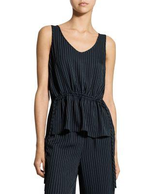 Striped Washed Tie Easy Tank Top by THEORY