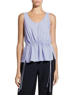 Striped Washed Tie Easy Tank Top by THEORY