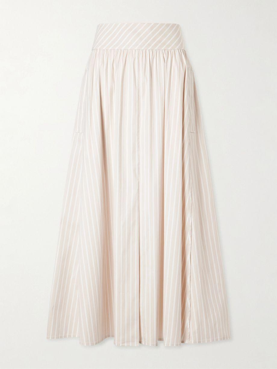 Striped cotton-blend maxi skirt by THEORY