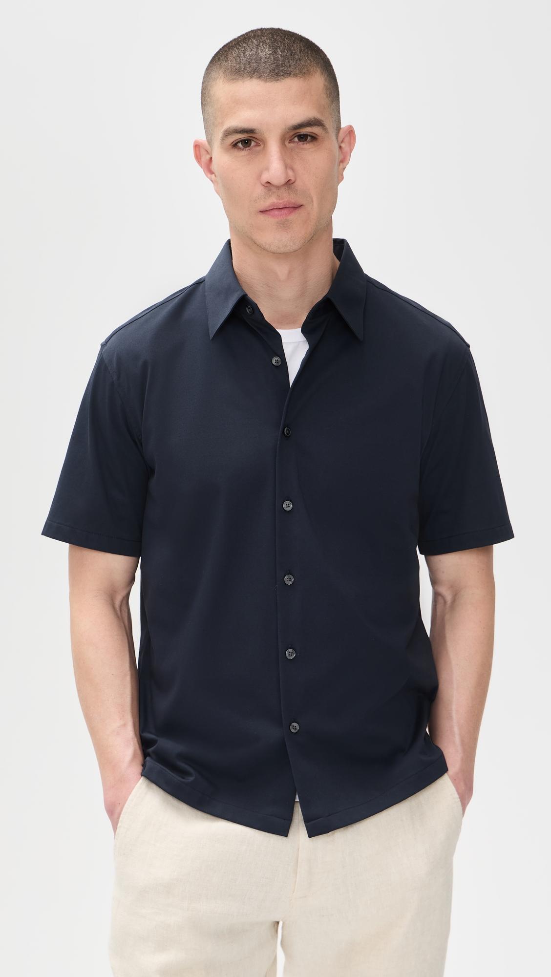 Structure Knit Irving Short Sleeve Shirt by THEORY