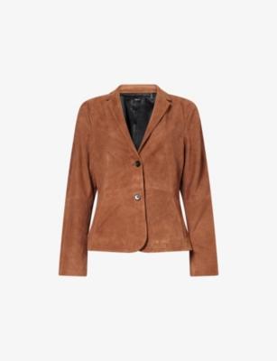 Tailored-Fit Notch-Lapel Suede Blazer by THEORY