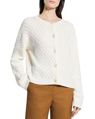 Textured Crewneck Cardigan by THEORY