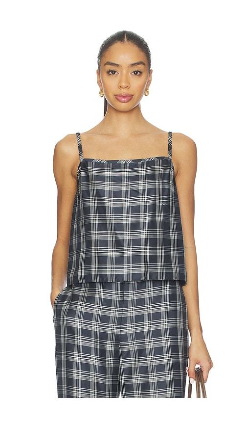 Theory Bind Strap Plaid Top in Navy by THEORY