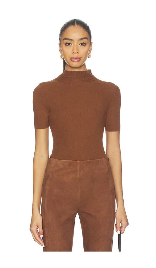 Theory Leenda Solid Top in Brown by THEORY