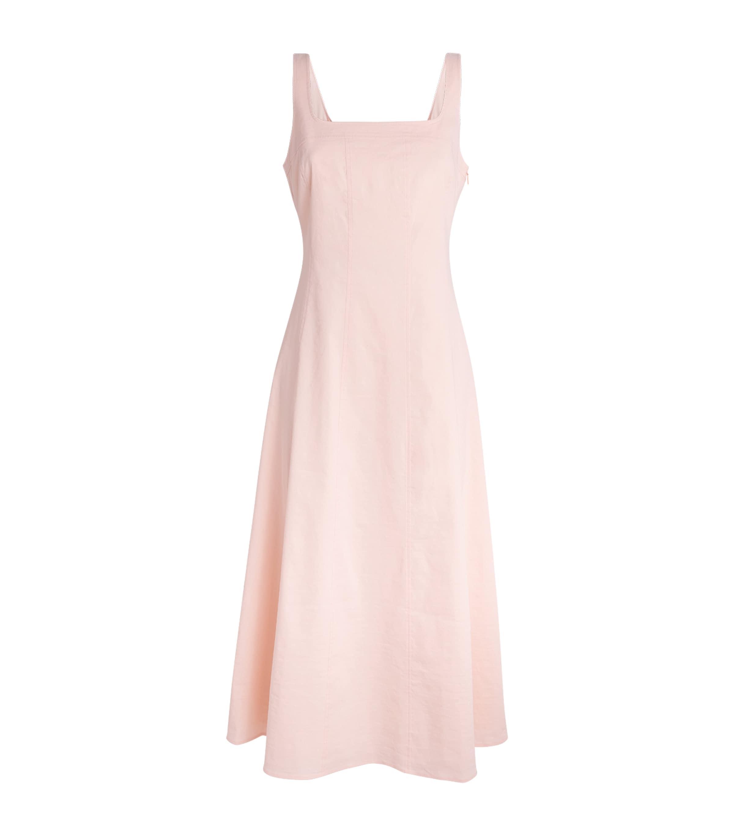 Theory Linen-Blend Square-Neck Midi Dress by THEORY