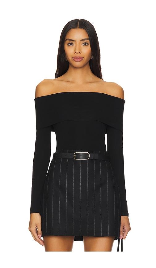 Theory Long Sleeve Off The Shoulder Top in Black by THEORY