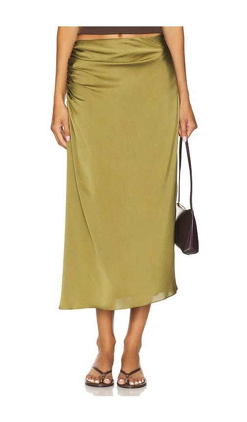 Theory Side Ruched Skirt in Green by THEORY