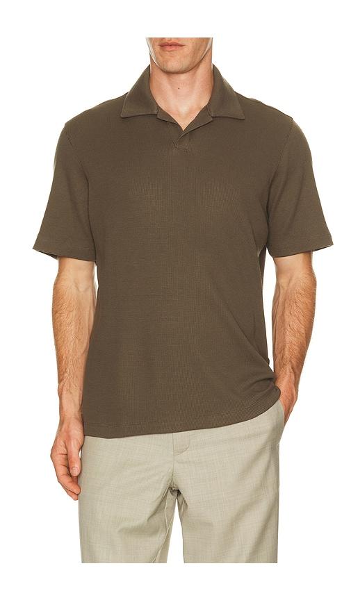 Theory Soft Waffle Short Sleeve Polo in Olive by THEORY