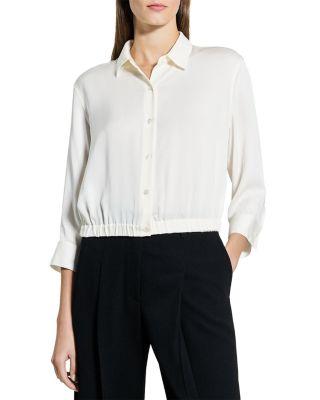 Three Quarter Sleeve Silk Shirt by THEORY
