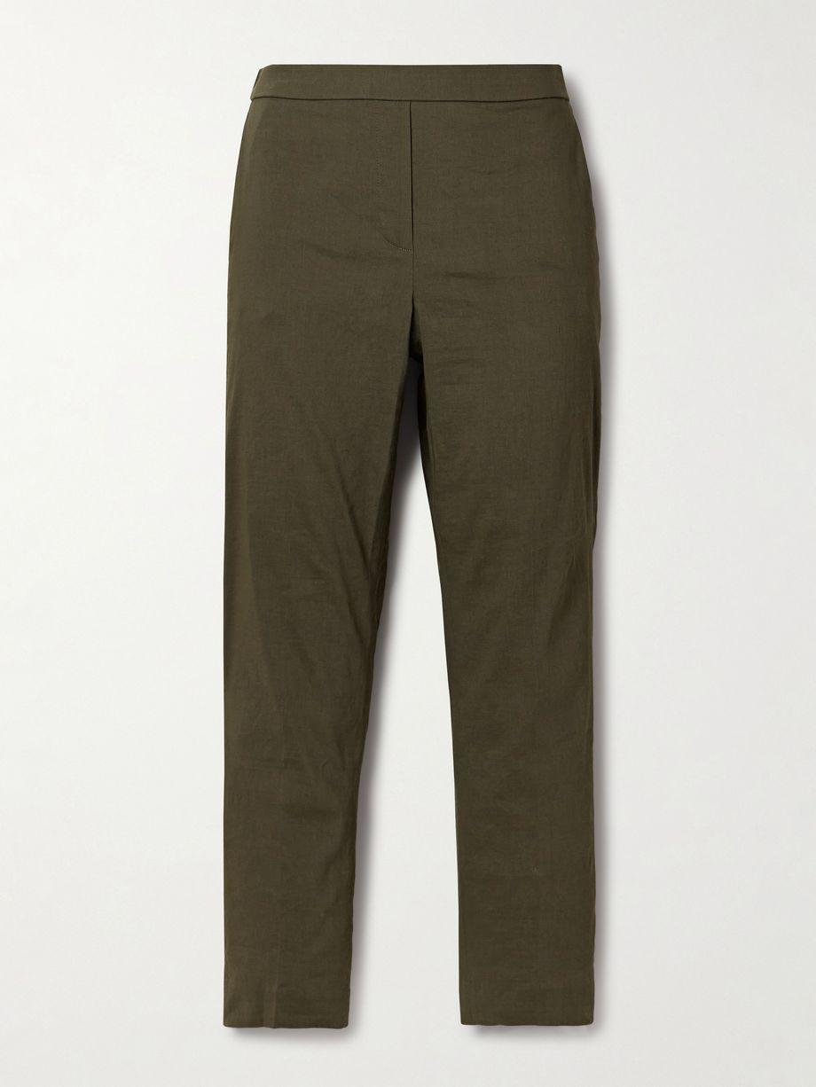 Treeca cropped stretch linen-blend straight-leg pants by THEORY