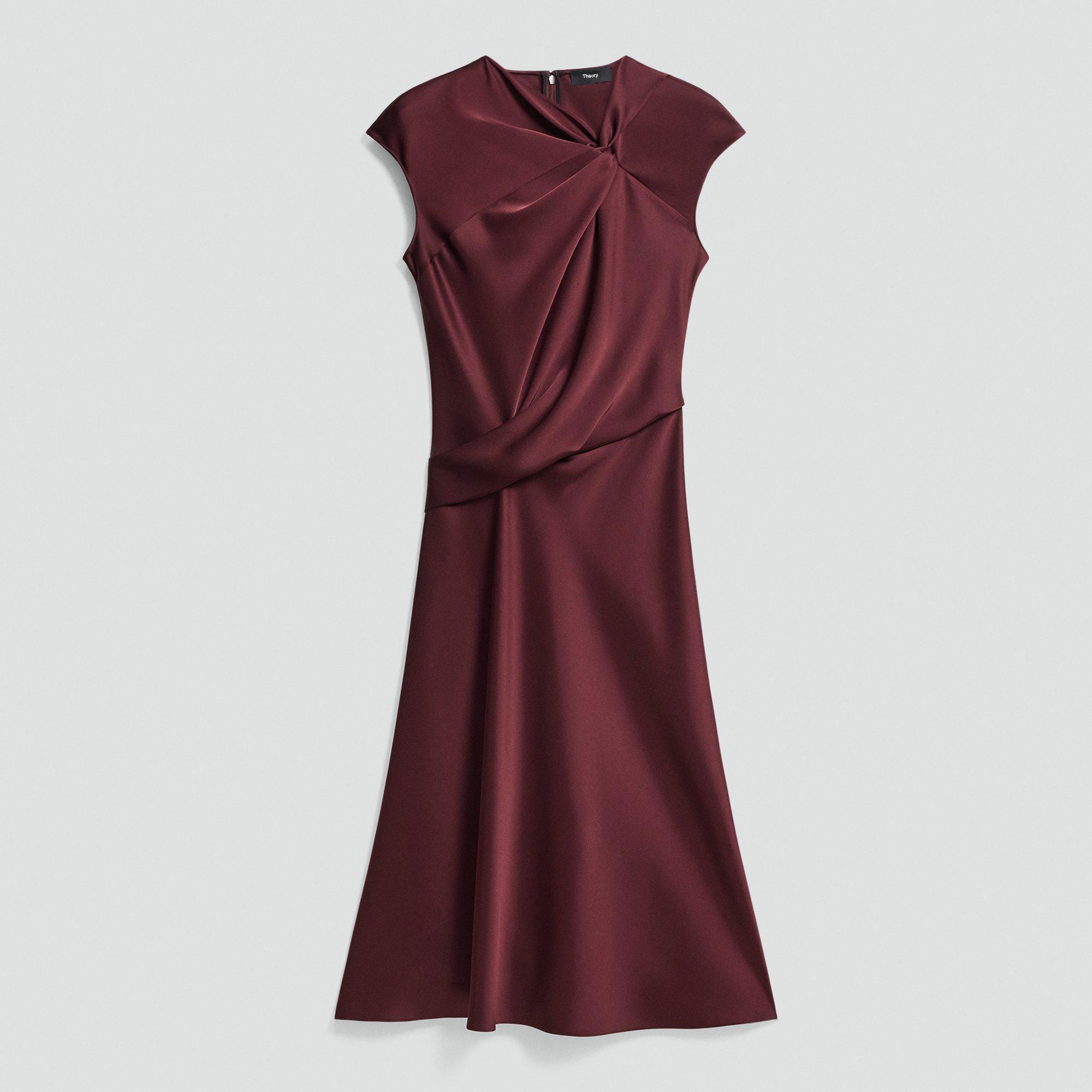 Twist Bodice Dress in Satin by undefined