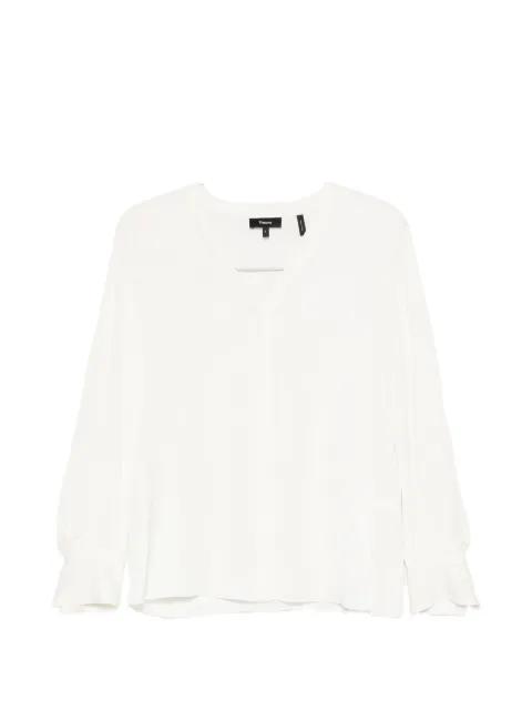 V-neck flared-cuff blouse by THEORY