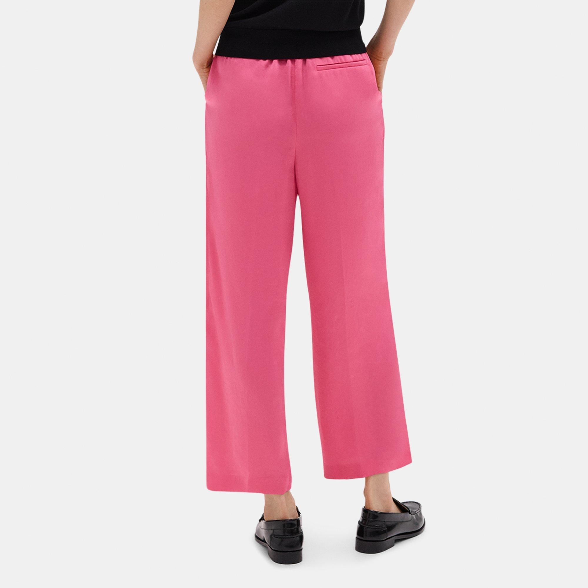Wide Leg Pull-On Pant in Crushed Satin by THEORY