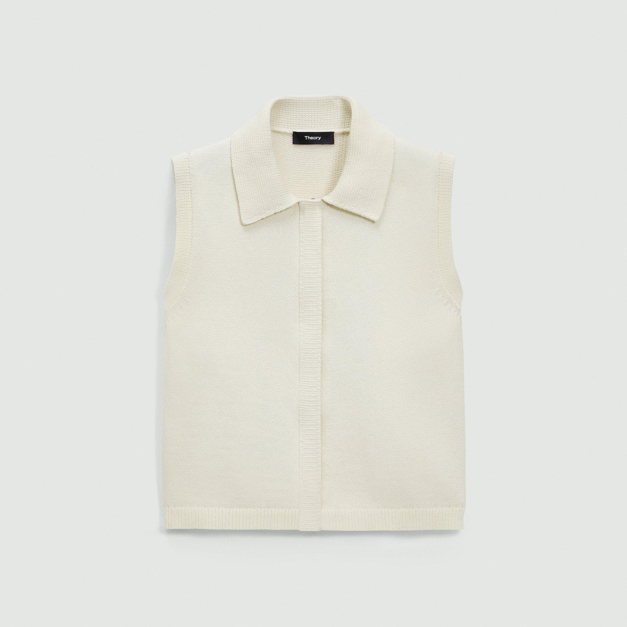 Zip-Up Vest in Rounded Cotton by THEORY