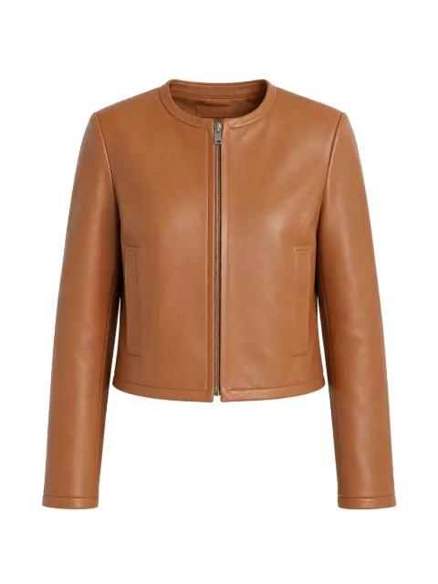 crop collarless zip-up jacket by THEORY