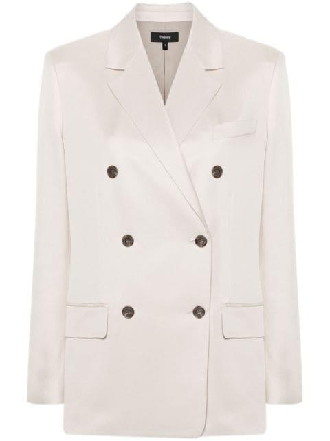notched-lapels double-breasted blazer by THEORY
