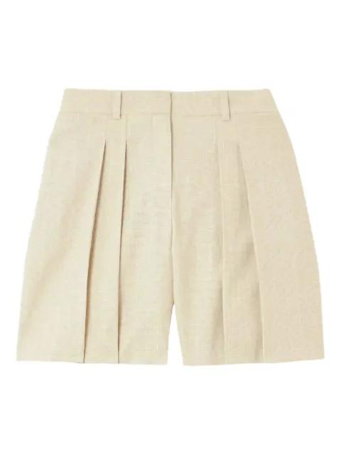 pleated tailored shorts by THEORY