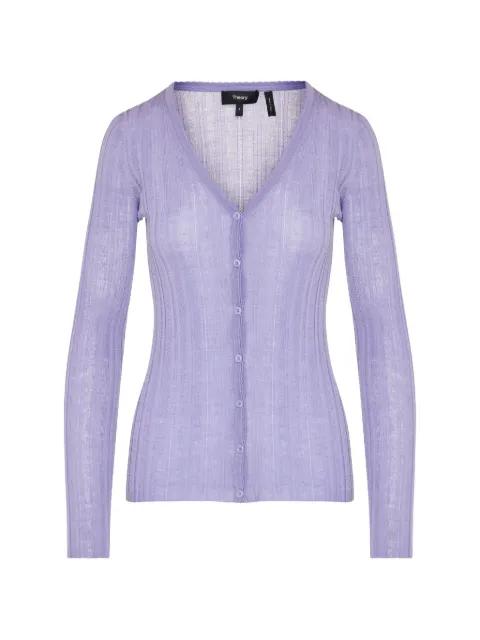 ribbed-knit V-neck cardigan by THEORY