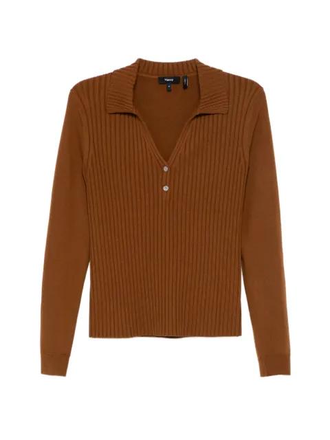 ribbed polo top by THEORY