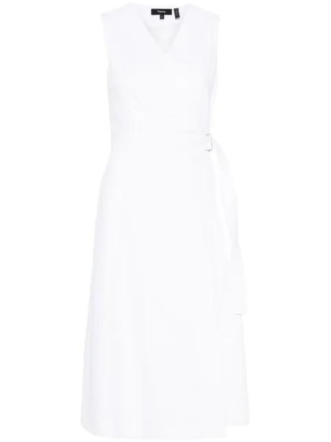 sleeveless wrap midi dress by THEORY