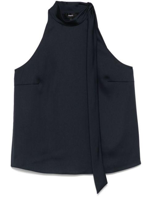 textured-satin halter top by THEORY