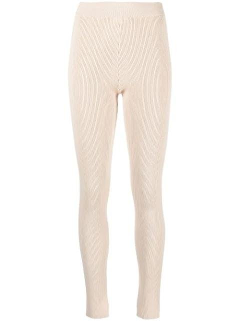 rear-slit knitted leggings by THERE WAS ONE