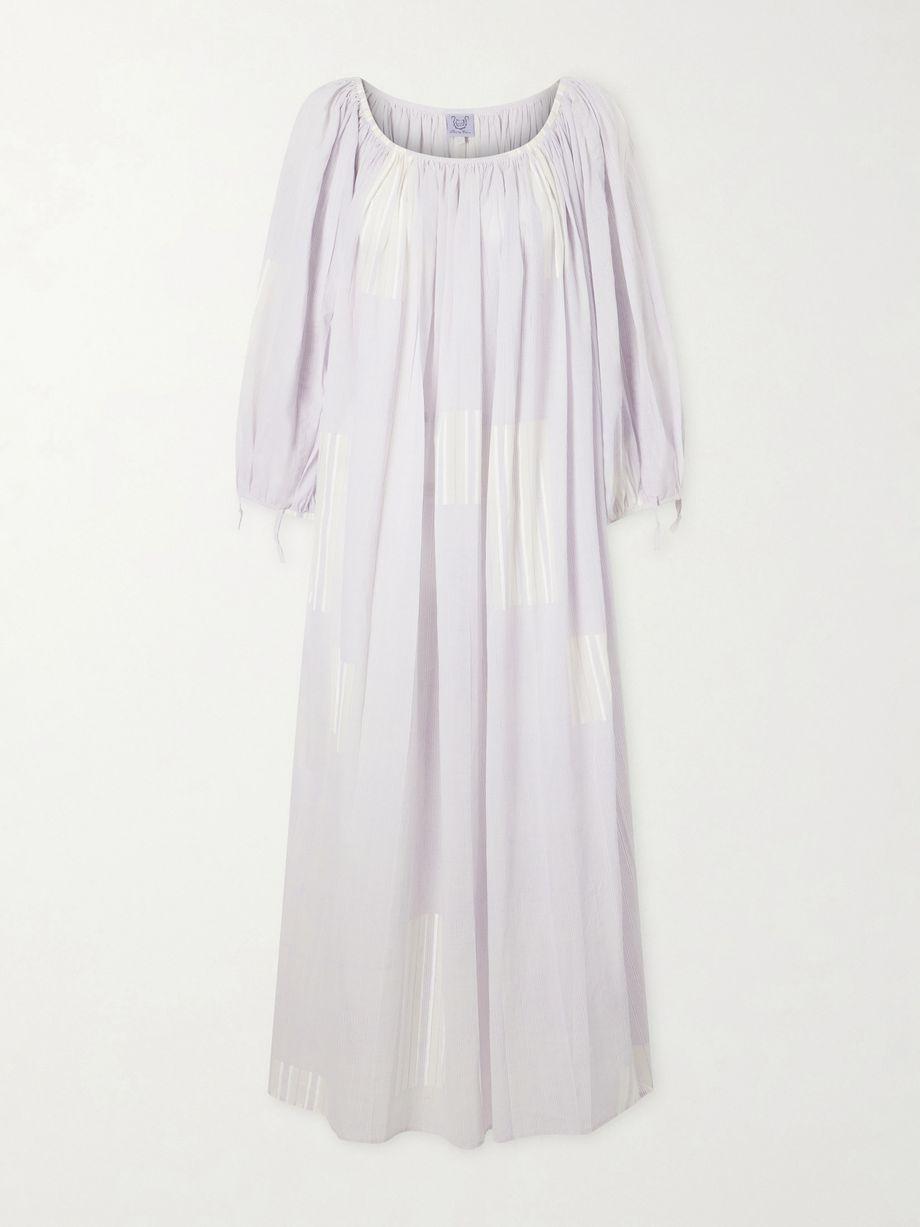 Athenaïs gathered striped cotton-voile maxi dress by THIERRY COLSON