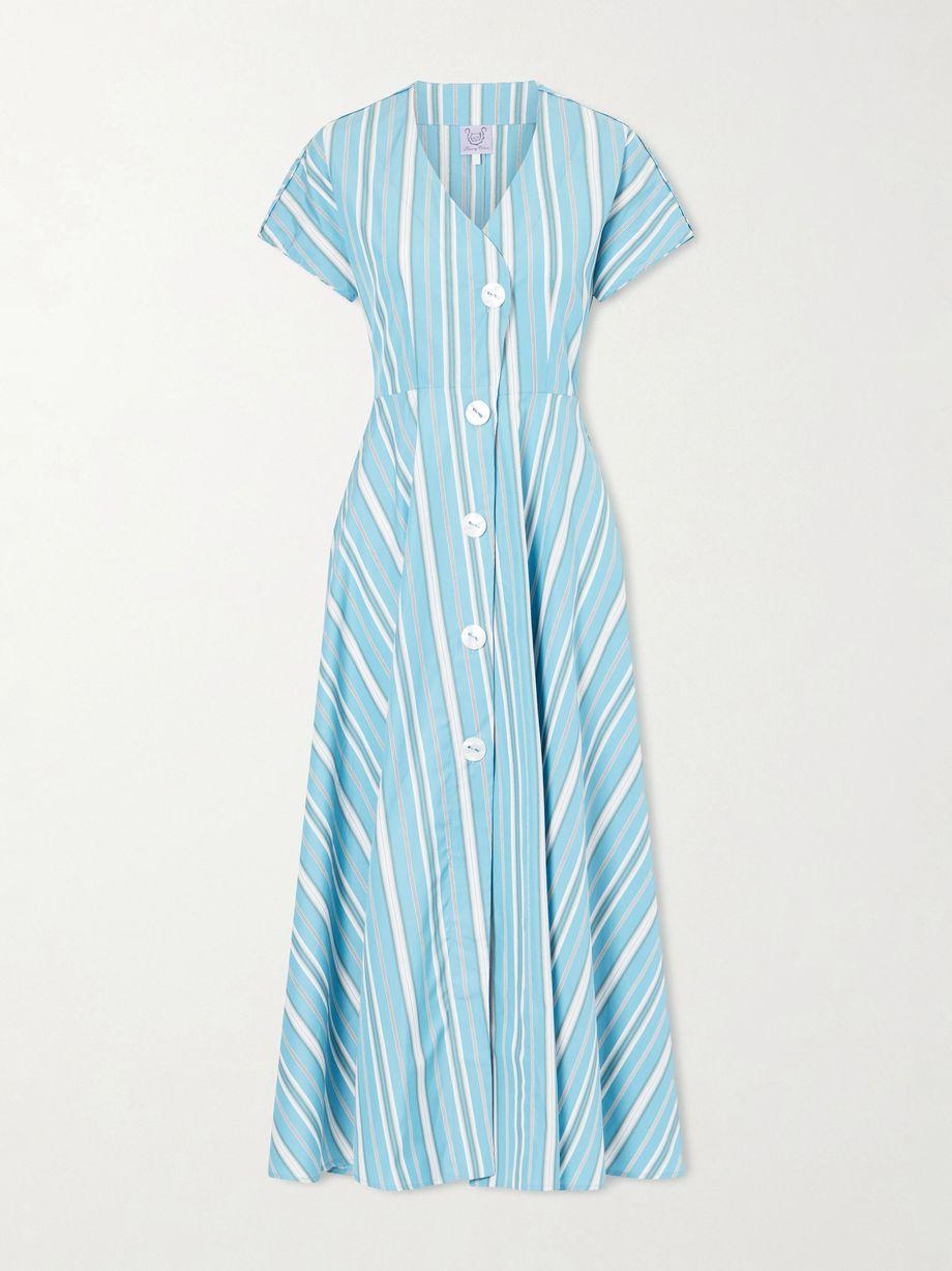 Cassandra striped cotton-poplin midi dress by THIERRY COLSON