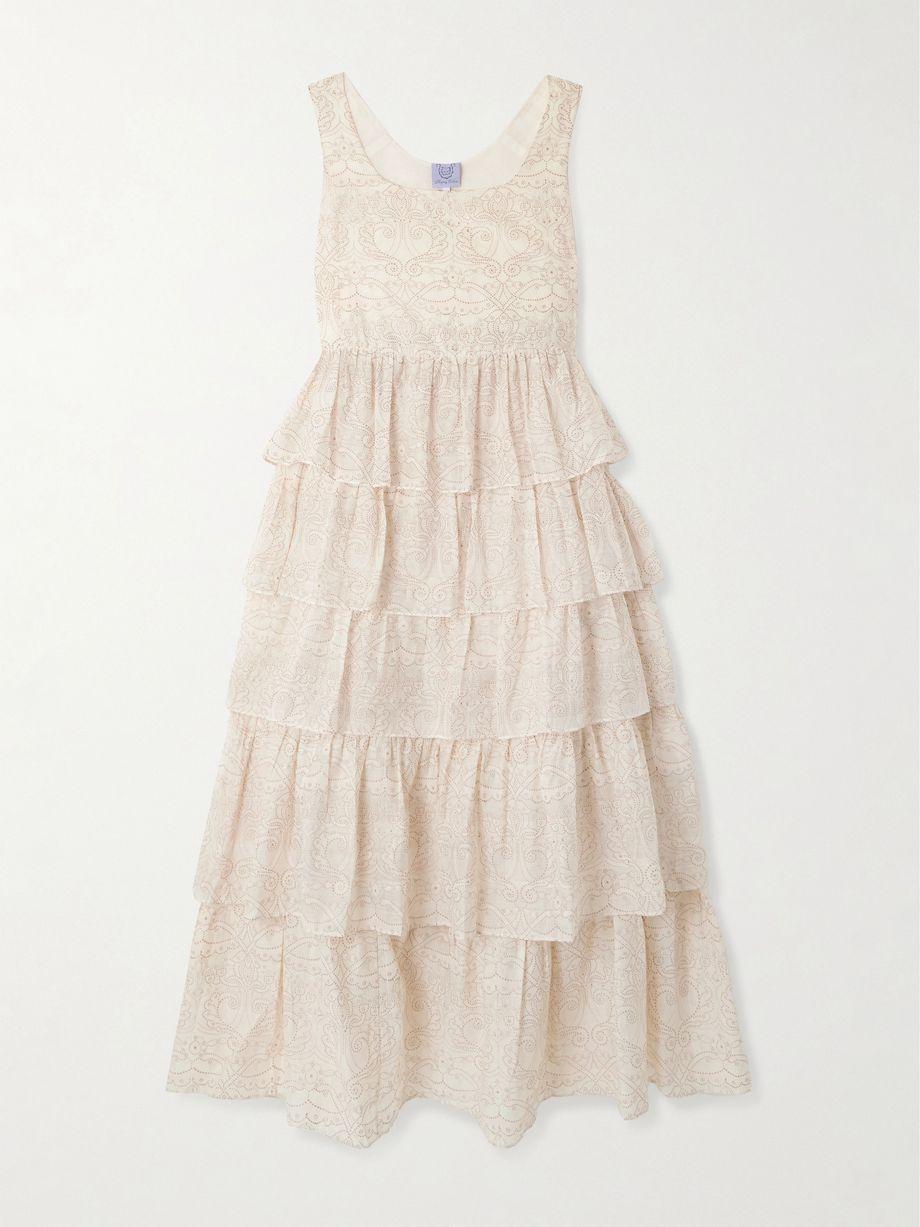 Ines tiered printed cotton and silk-blend maxi dress by THIERRY COLSON