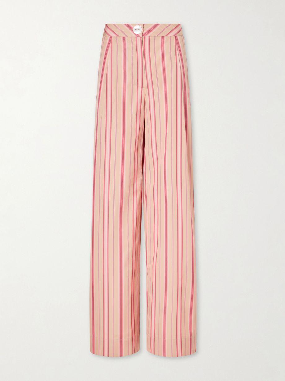 Loulou pleated striped cotton-poplin wide-leg pants by THIERRY COLSON