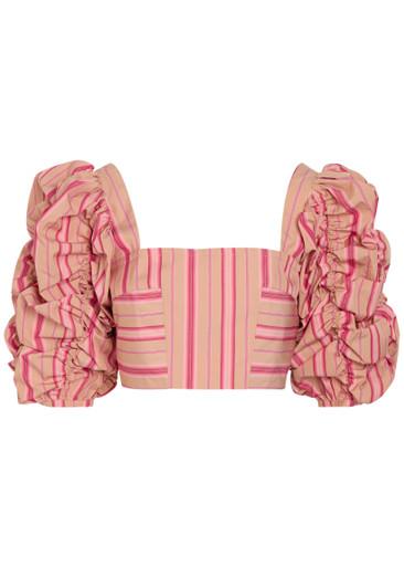 Misia striped puff sleeve cotton top by THIERRY COLSON