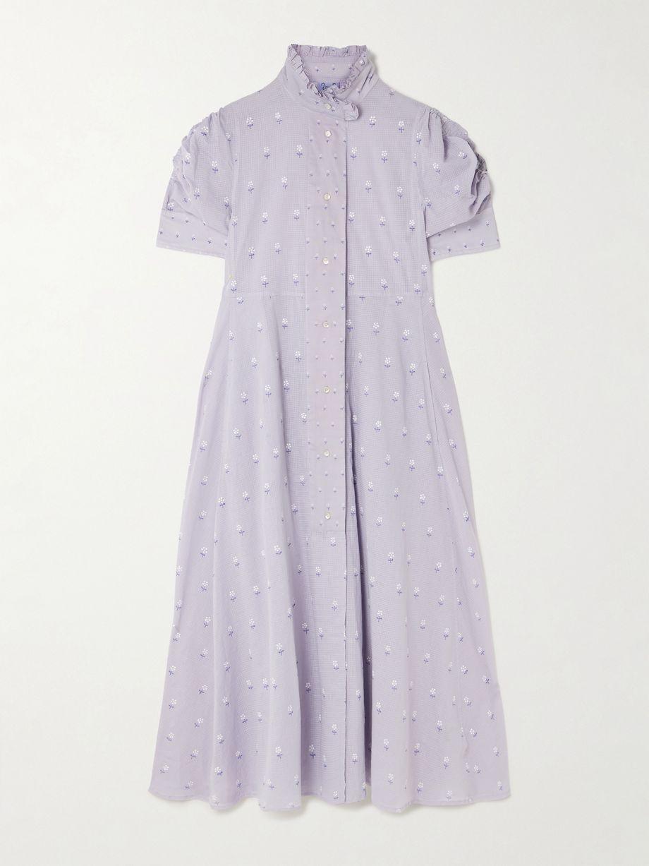 Venetia ruffled gathered floral-print cotton-voile midi dress by THIERRY COLSON