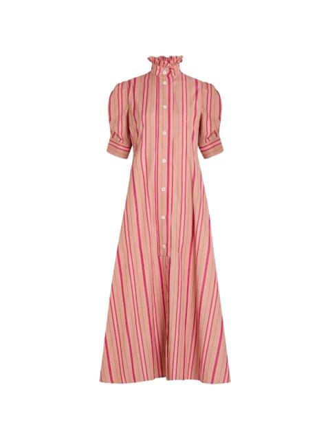 Venetia striped ruffled-collar midi dress by THIERRY COLSON