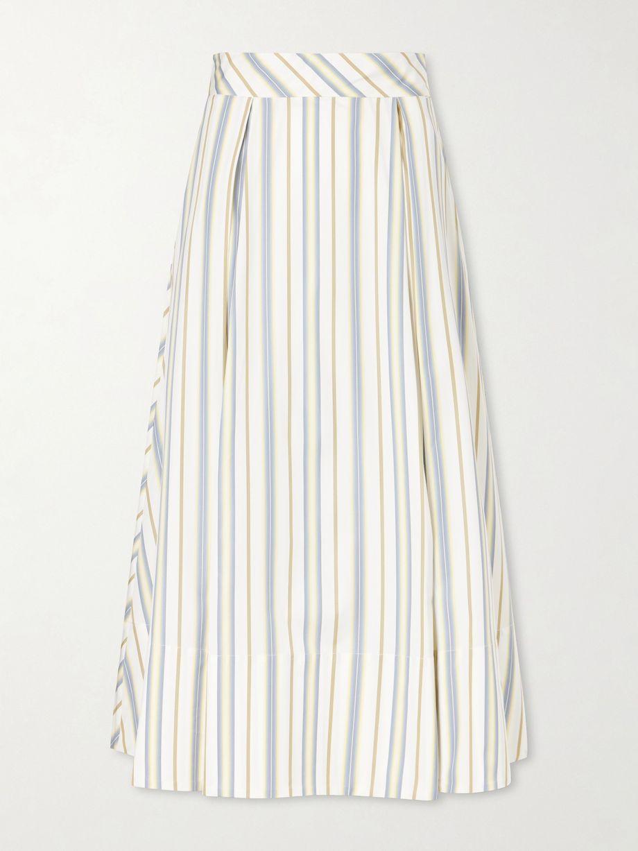 Wynona pleated striped cotton-gabardine midi skirt by THIERRY COLSON